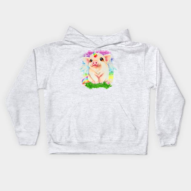 Gay Pride - Cute Birthday Party Pig - watercolor Kids Hoodie by BabyYodaSticker